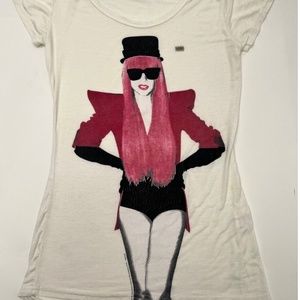 Vintage Lady Gaga Miss Sixty Diamond Shirt 2000s Y2K